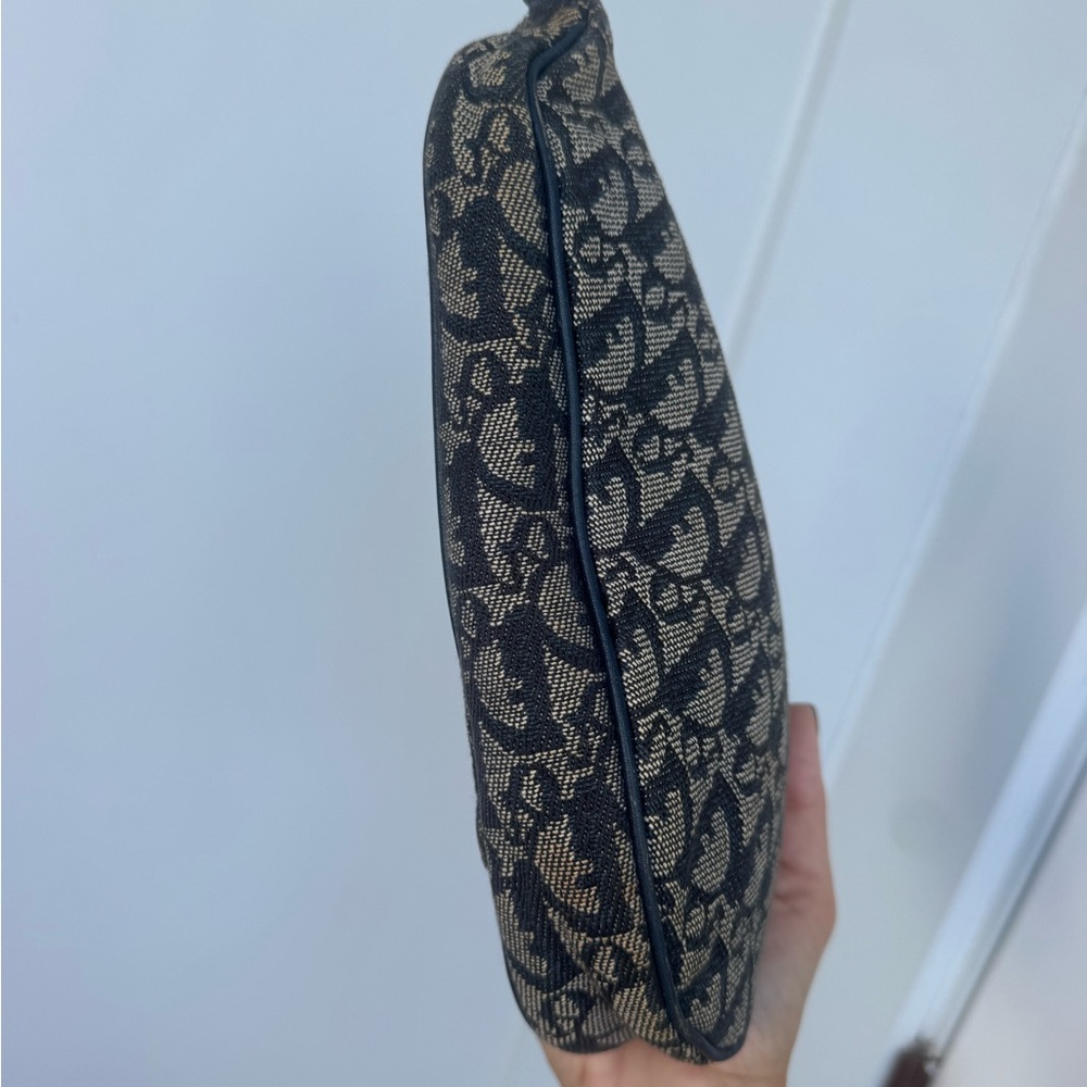 Authentic Vintage Christian Dior Oblique Saddle Bag Navy Blue Gold Hardware - Picture 8 of 11